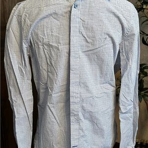 Mens American Eagle Outfitters White and Gray Checkered Dress Shirt M